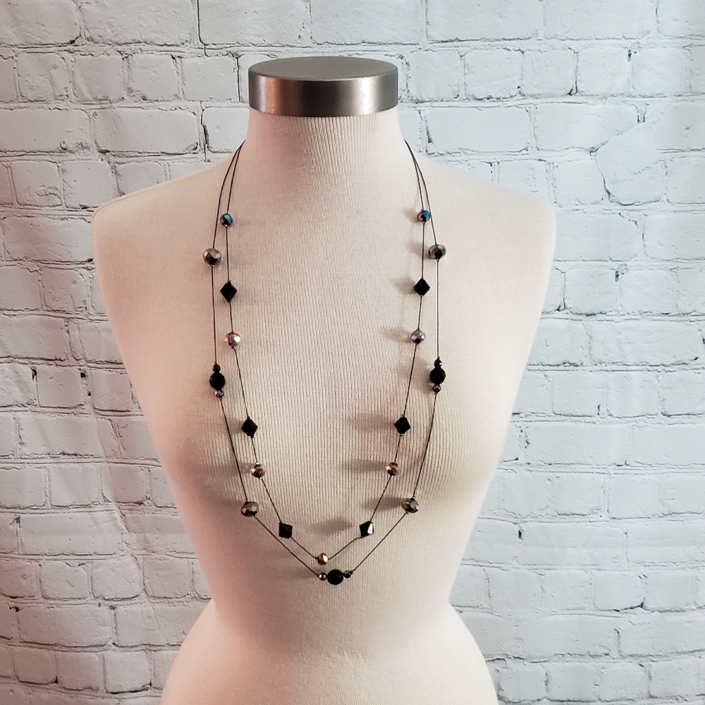 Layered Floating Bead Chain Necklace